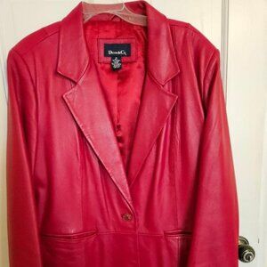 Denim & Co short Red Leather Jacket - 1X, 31 inches long